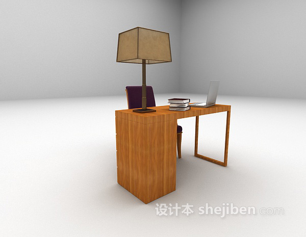 现代风格木质书桌max3d模型下载