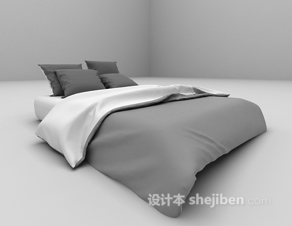 现代风格双人床3d模型下载
