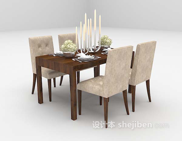 现代风格现代风格餐桌3d模型下载