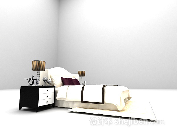 白色双人床3d模型大全