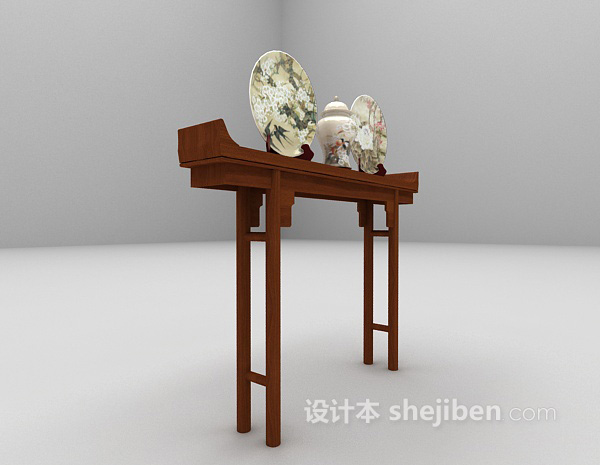 设计本中式案几瓷器装饰3d模型下载