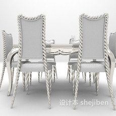 欧式灰色餐桌3d模型下载
