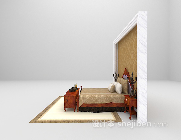 设计本棕色床欣赏3d模型下载