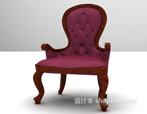 欧式风格紫色单椅3d模型下载