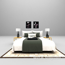 白色现代双人床3d模型下载