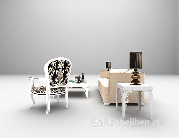 设计本欧式白色沙发大全3d模型下载