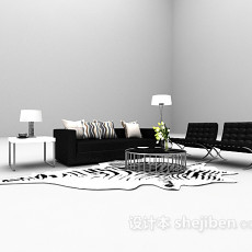 黑色现代组合沙发3d模型下载