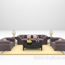 欧式皮质沙发3d模型下载