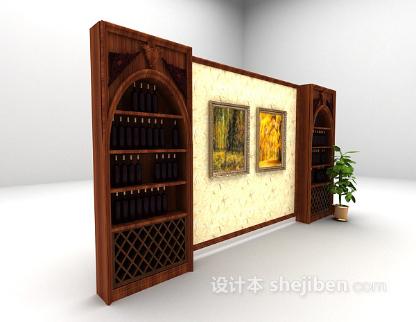 欧式风格酒柜3d模型下载