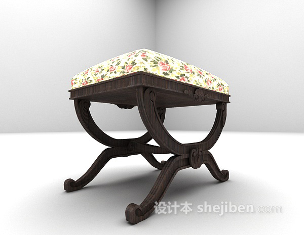 欧式风格欧式矮凳沙发3d模型下载