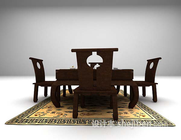 设计本黑色桌椅组合3d模型下载