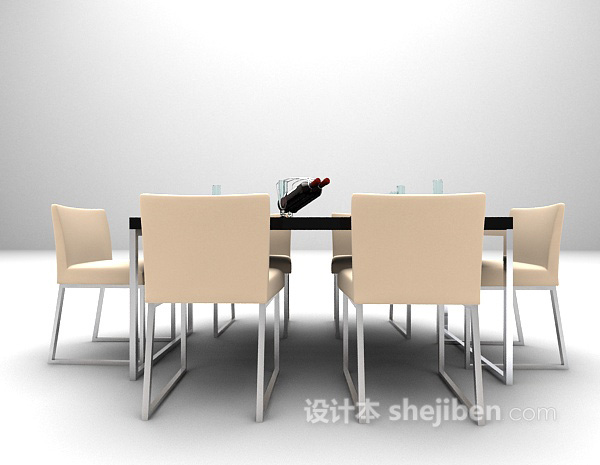 现代木质桌椅模型下载