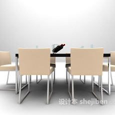 现代木质桌椅3d模型下载