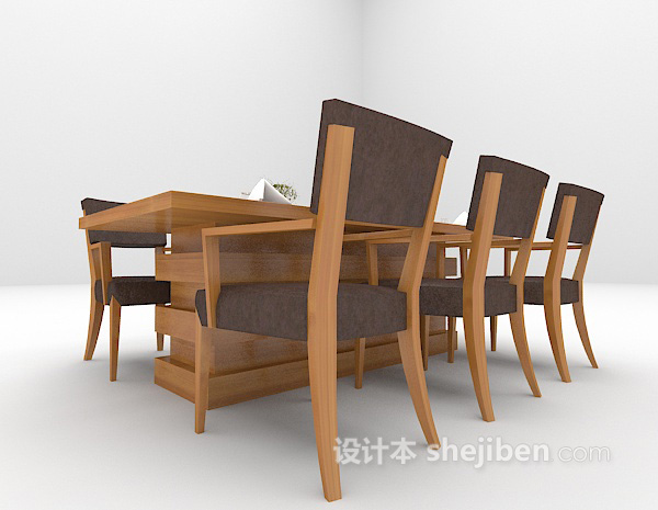 现代风格方形餐桌3d模型下载