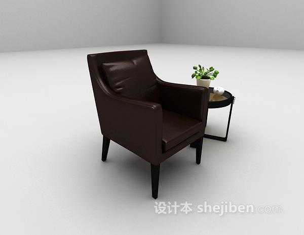 现代风格黑色单人沙发3d模型下载