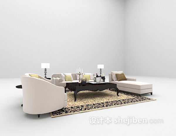 欧式风格欧式家用沙发免费3d模型下载