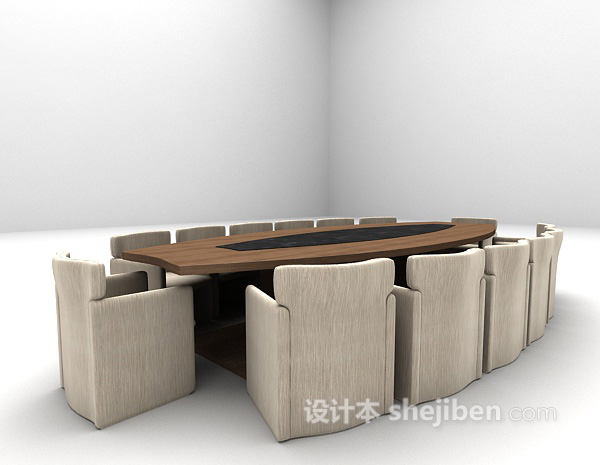 现代风格长形会议桌3d模型下载