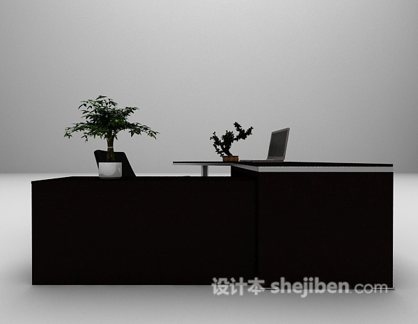 设计本2015棕色办公桌3d模型下载