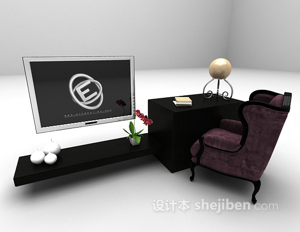 免费电视柜沙发组合3d模型下载