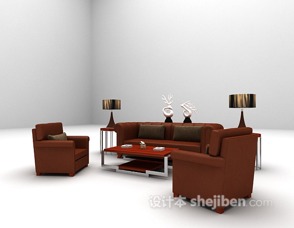 免费棕色皮质沙发大全3d模型下载