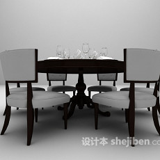 欧式棕色木质餐桌欣赏3d模型下载