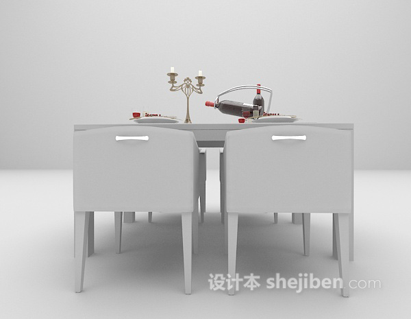 灰色桌椅3d模型下载