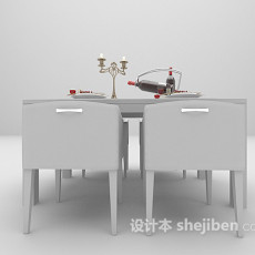 灰色桌椅3d模型下载