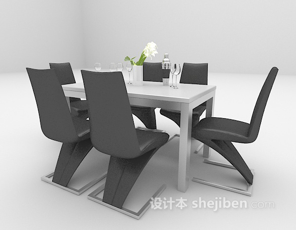 免费个性桌椅组合3d模型下载