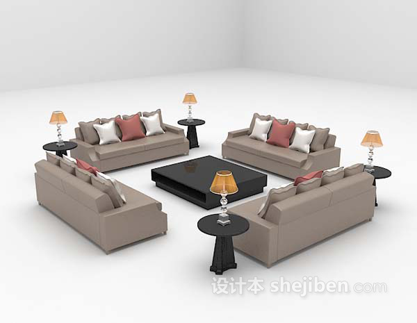 现代风格组合沙发推荐3d模型下载