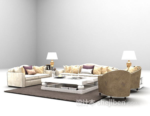 设计本欧式组合沙发推荐3d模型下载