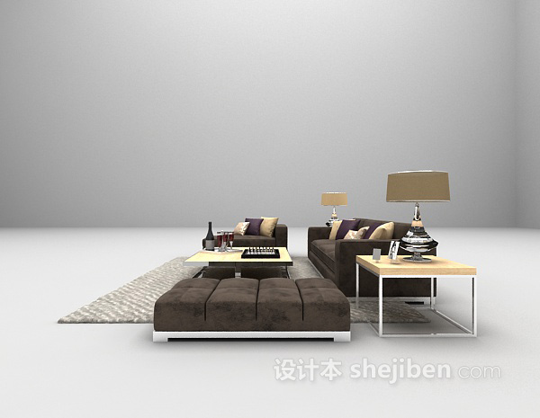 现代风格现代家庭沙发3d模型下载