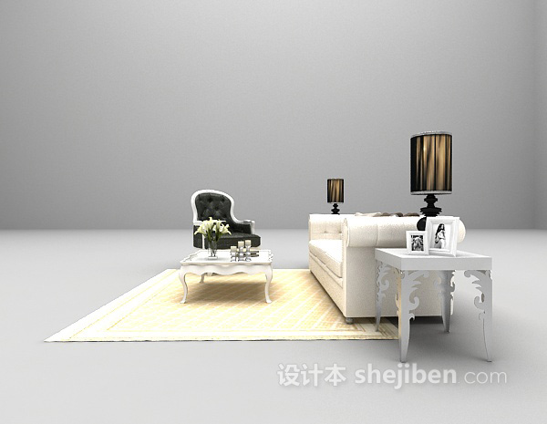 欧式风格欧式清新沙发组合3d模型下载