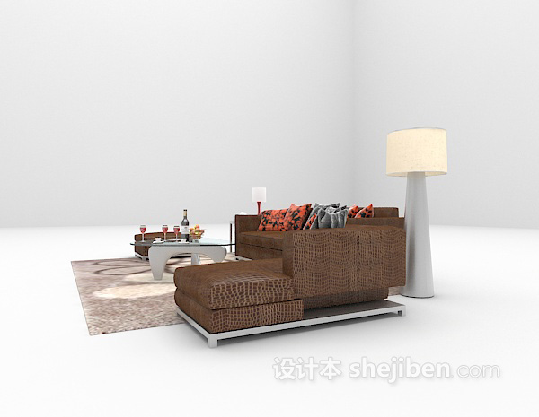 免费皮质现代沙发3d模型下载