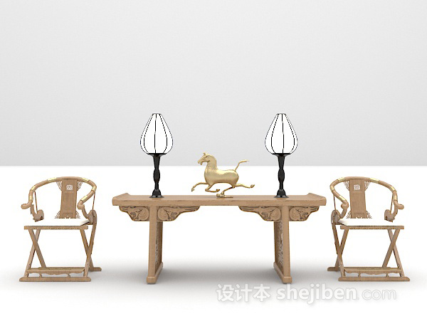 欧式风格欧式古典桌椅3d模型下载