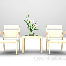 灰色桌椅组合3d模型下载