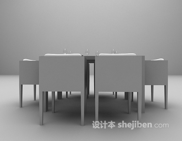 现代木质餐桌推荐3d模型下载