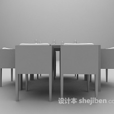 现代木质餐桌推荐3d模型下载