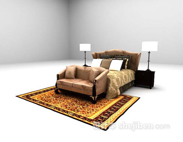 免费沙发床组合3d模型下载