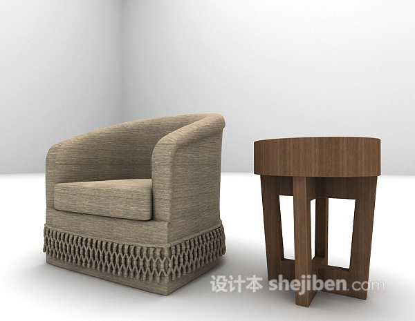 免费麻布沙发3d模型下载