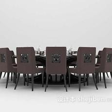 黑色布艺餐桌3d模型下载