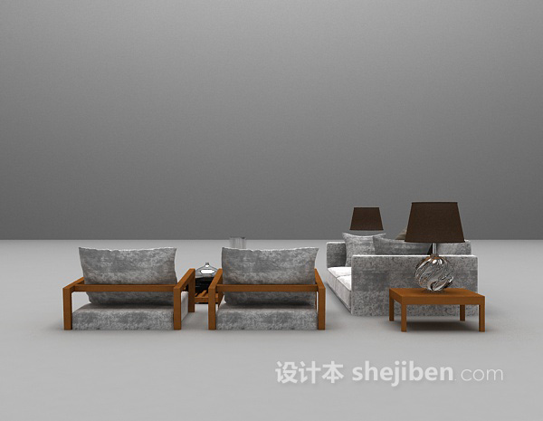 现代中式组合沙发3d模型下载