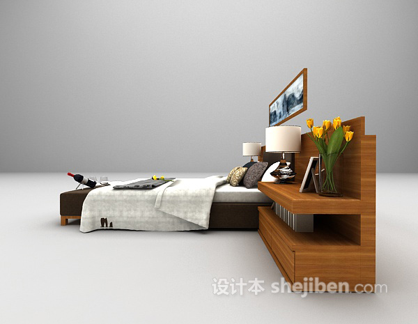 设计本现代双人床欣赏3d模型下载