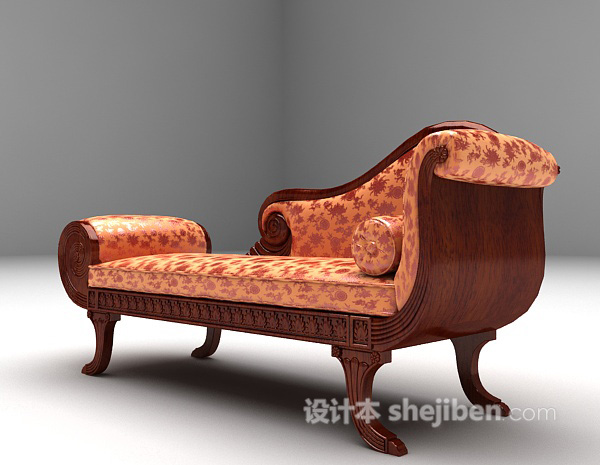 设计本红色欧式躺椅3d模型下载