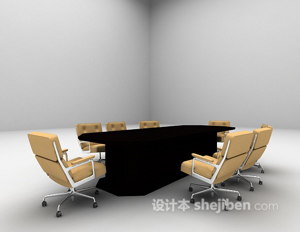 现代风格会议桌3d模型下载