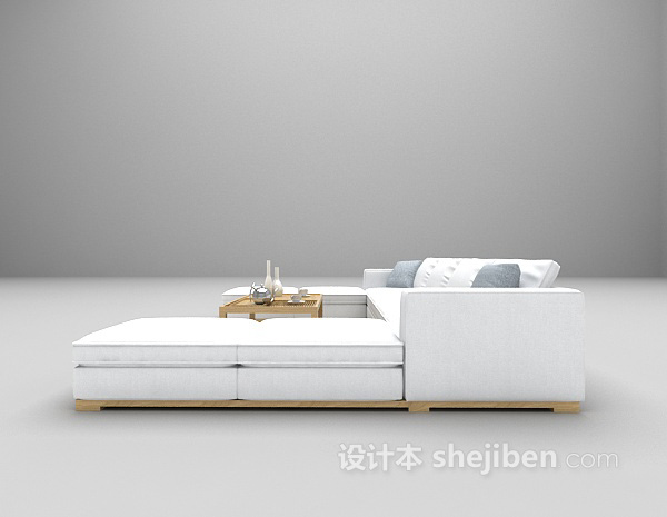 设计本现代白色木质沙发3d模型下载