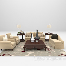 欧式沙发组合免费3d模型下载