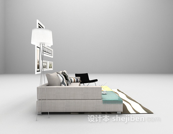 现代风格多人家庭沙发3d模型下载