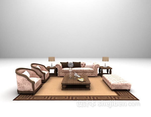 现代组合沙发免费3d模型下载