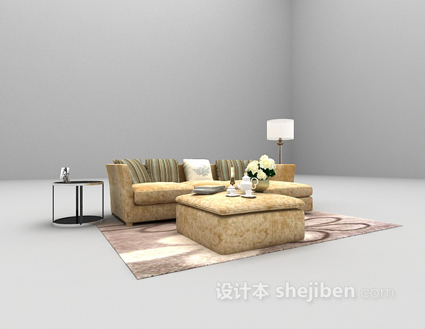 现代沙发组合3amax3d模型下载