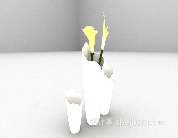 现代风格白色花瓶3d模型下载
